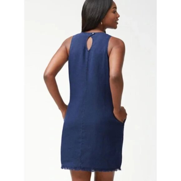 Tommy Bahama Island Navy Two Palms Linen Shift Mini Dress Size XXS 41862 - Picture 3 of 13
